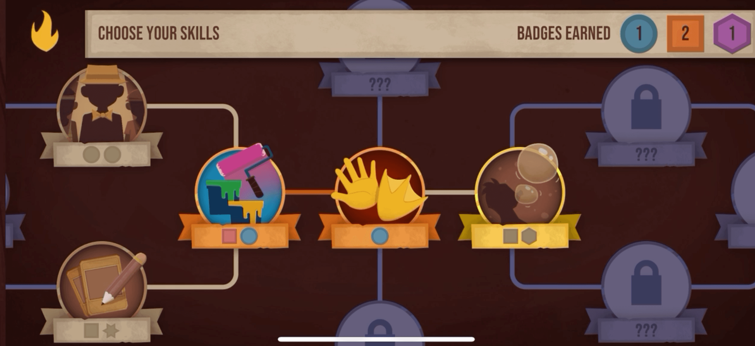 Shared skill tree: child and Dux progress together, with a child's hand and Dux's paw meeting at the centre